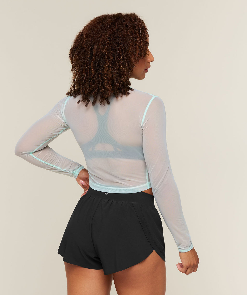Hybrid Mesh Long Sleeve Top - Serene Blue — imagem 2