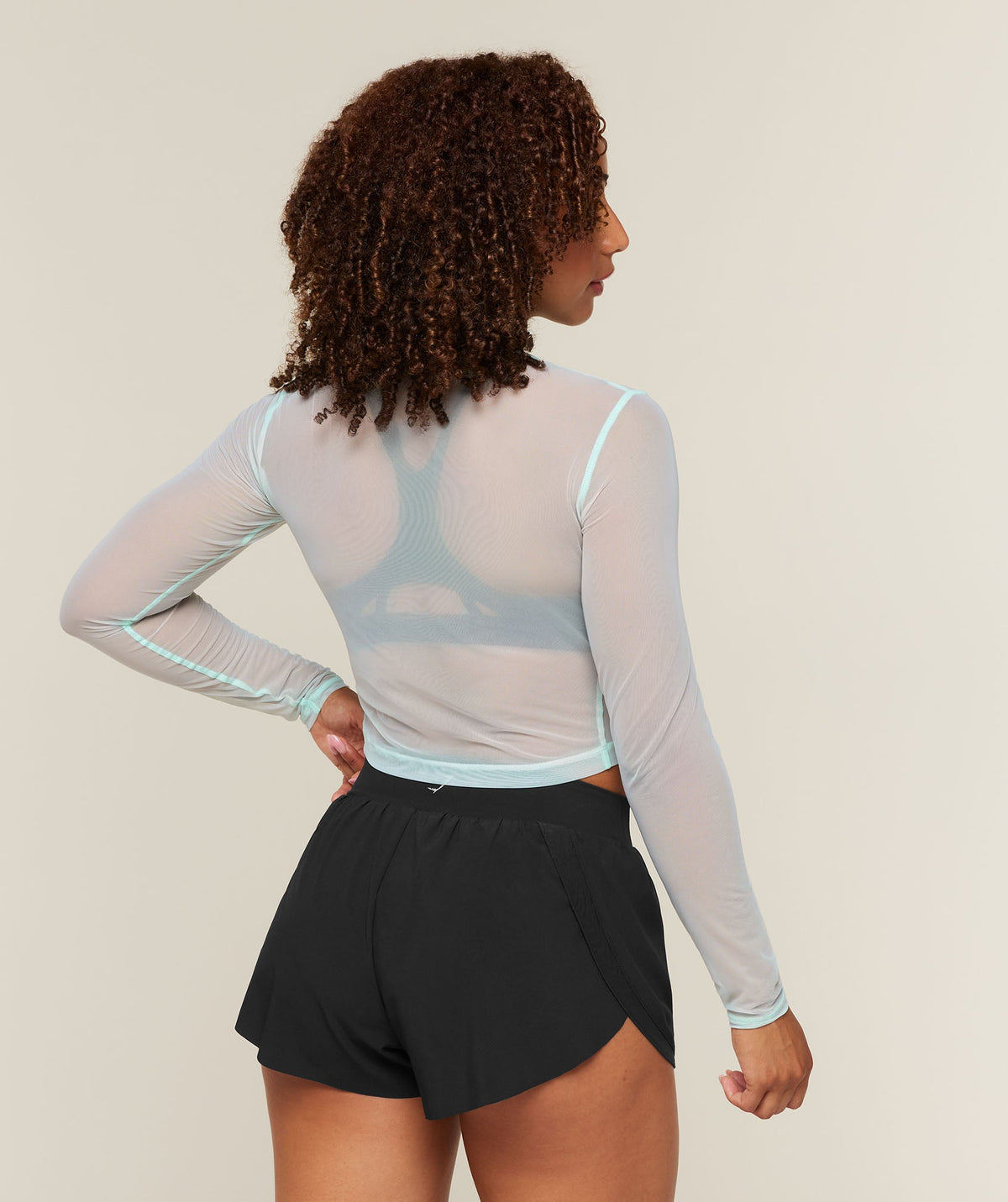 Hybrid Mesh Long Sleeve Top - Serene Blue — imagem 2