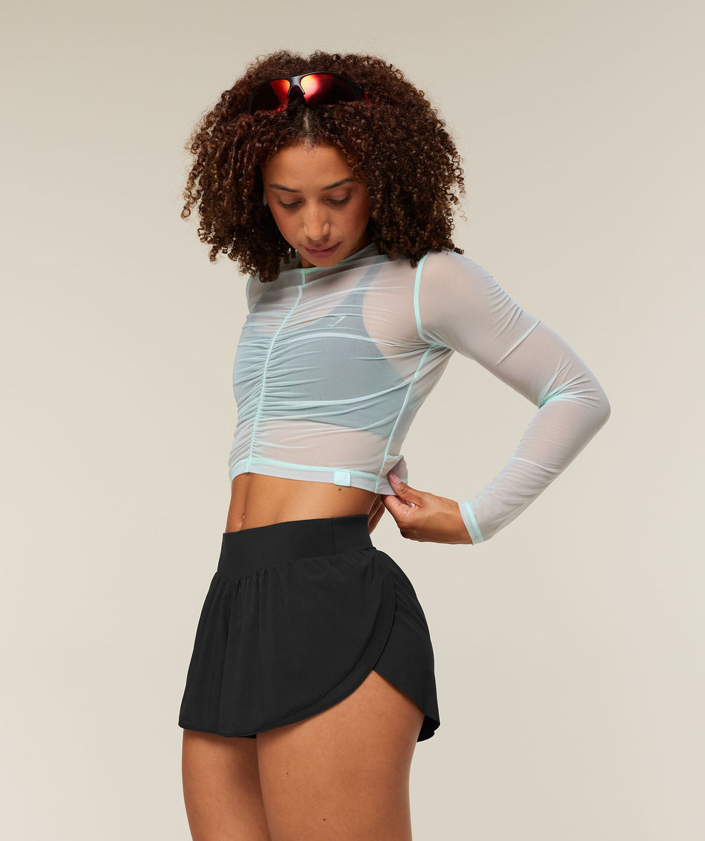 Hybrid Mesh Long Sleeve Top - Serene Blue — imagem 6
