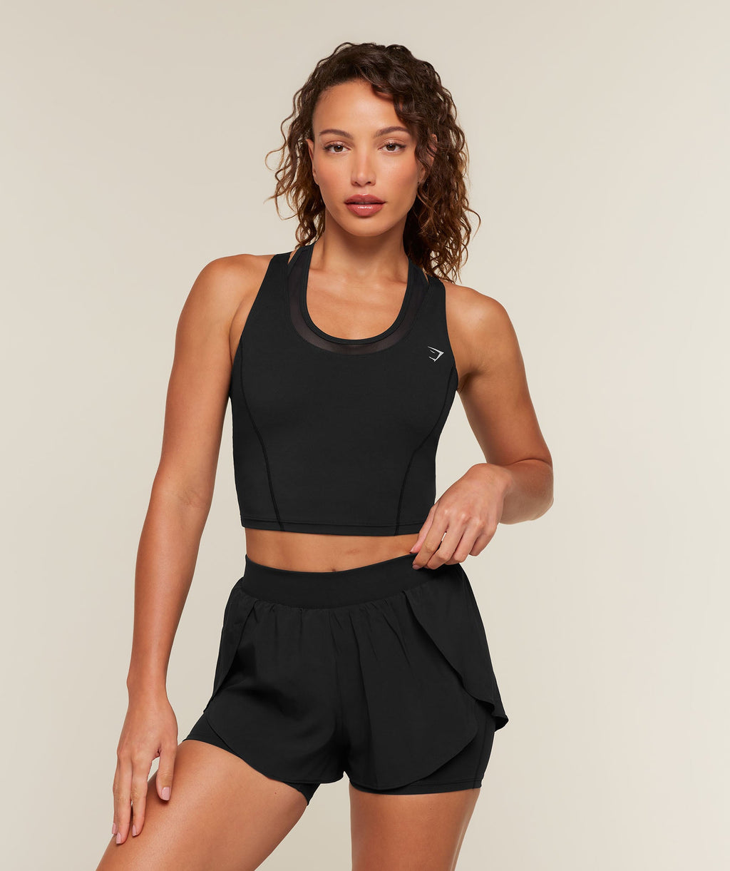 Mesh Sleeveless Tank with Shelf - Black — imagem 1