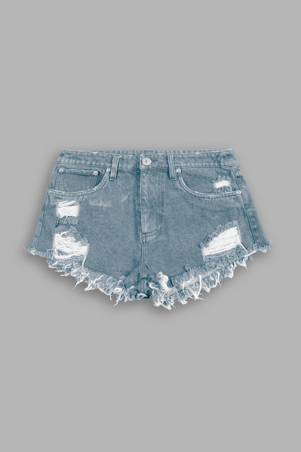 Wolves Chopper Low Rise Cut Off Shorts in Light Wash