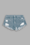 Wolves Chopper Low Rise Cut Off Shorts in Light Wash