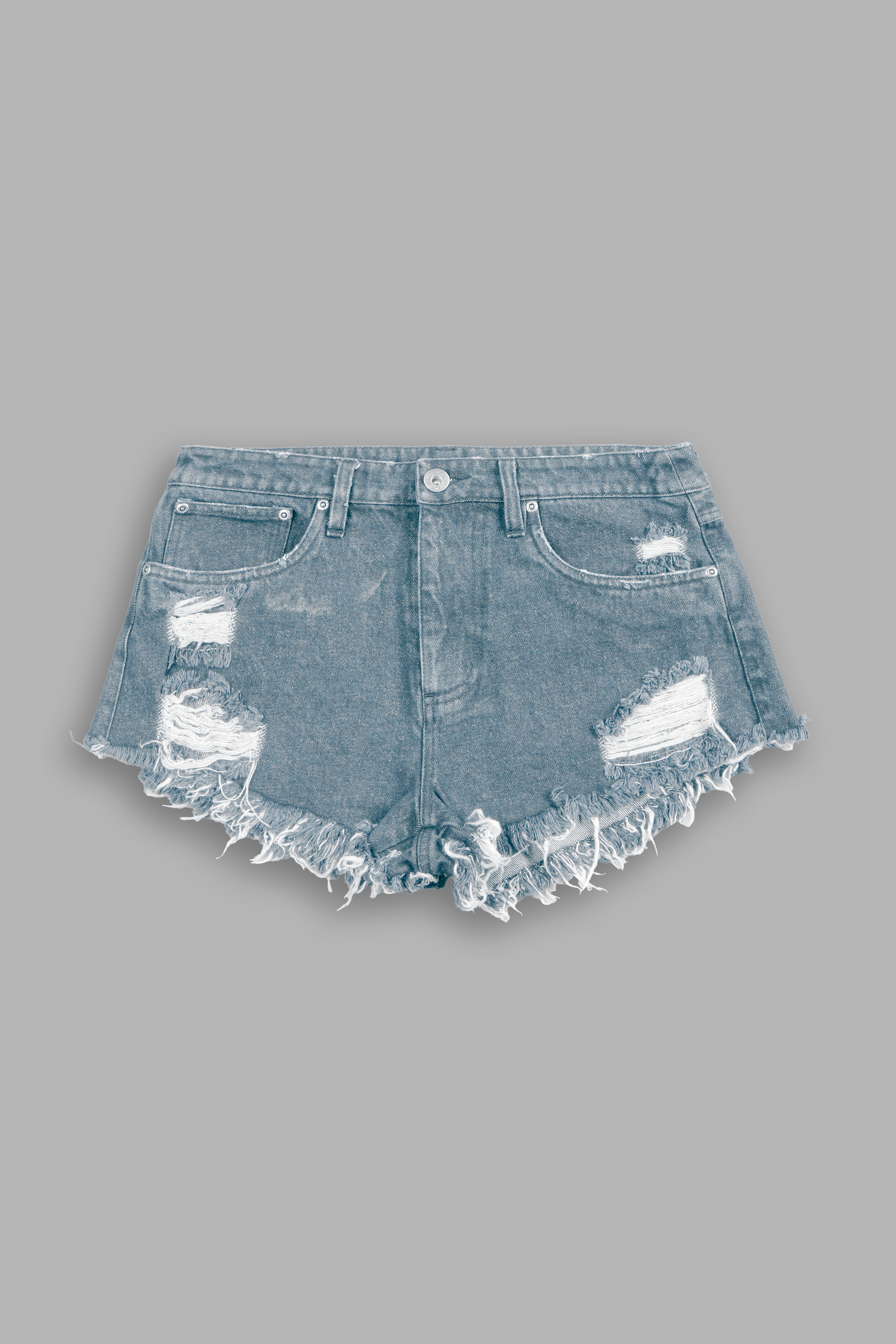 Wolves Chopper Low Rise Cut Off Shorts in Light Wash