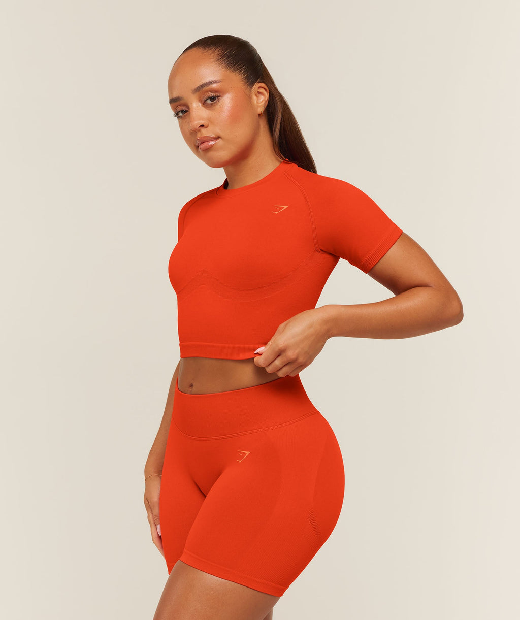 Lift Seamless Short Sleeve Top - Bold Orange — imagem 4