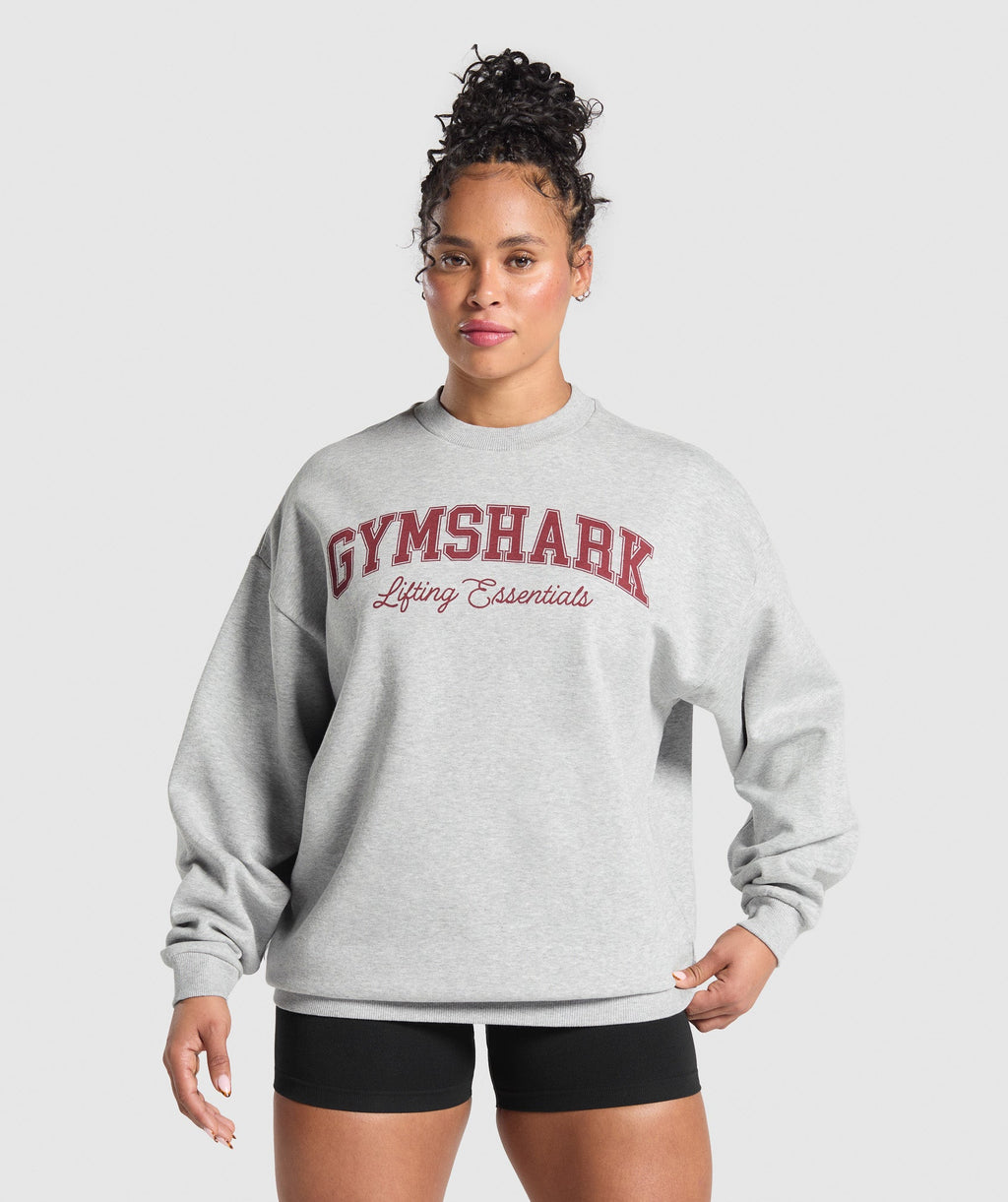 Lifting Essentials Graphic Brushed Oversized Sweatshirt - Light Grey Core Marl — imagem 1