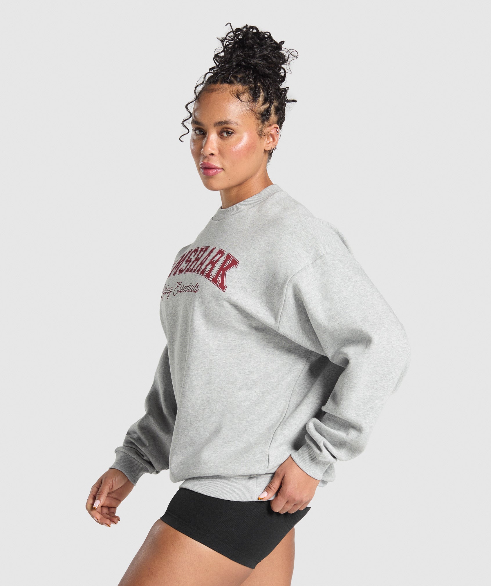 Lifting Essentials Graphic Brushed Oversized Sweatshirt - Light Grey Core Marl — imagem 3