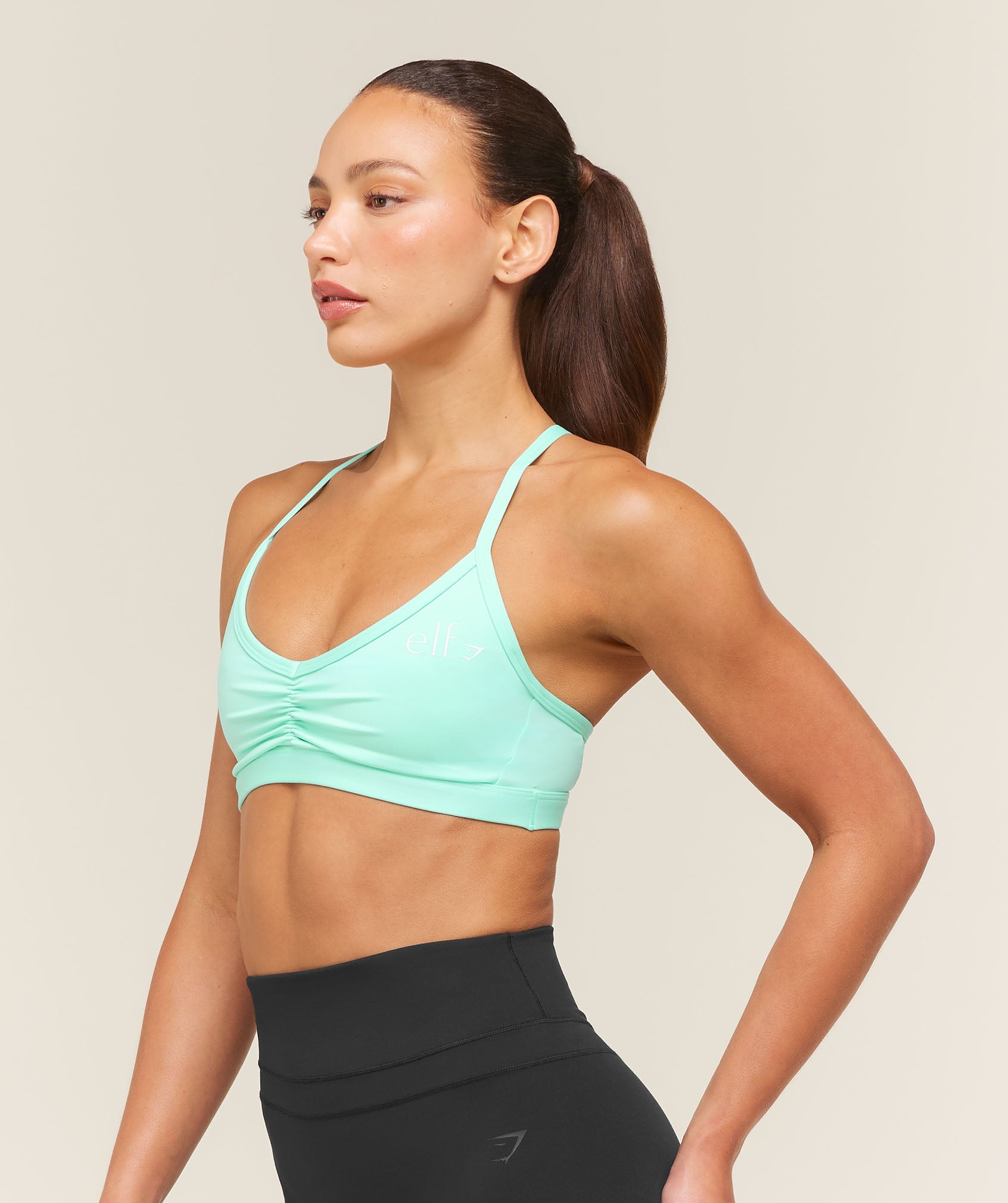 Light Support Ruche Strappy Back Bra - Pop Turquoise — imagem 3