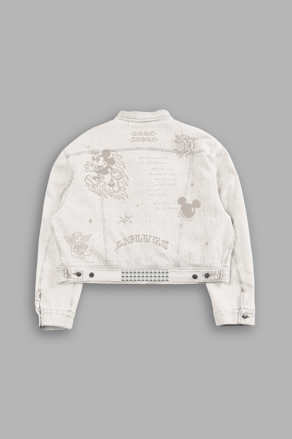 Mickey Flash Cropped American Denim Jacket in Bone