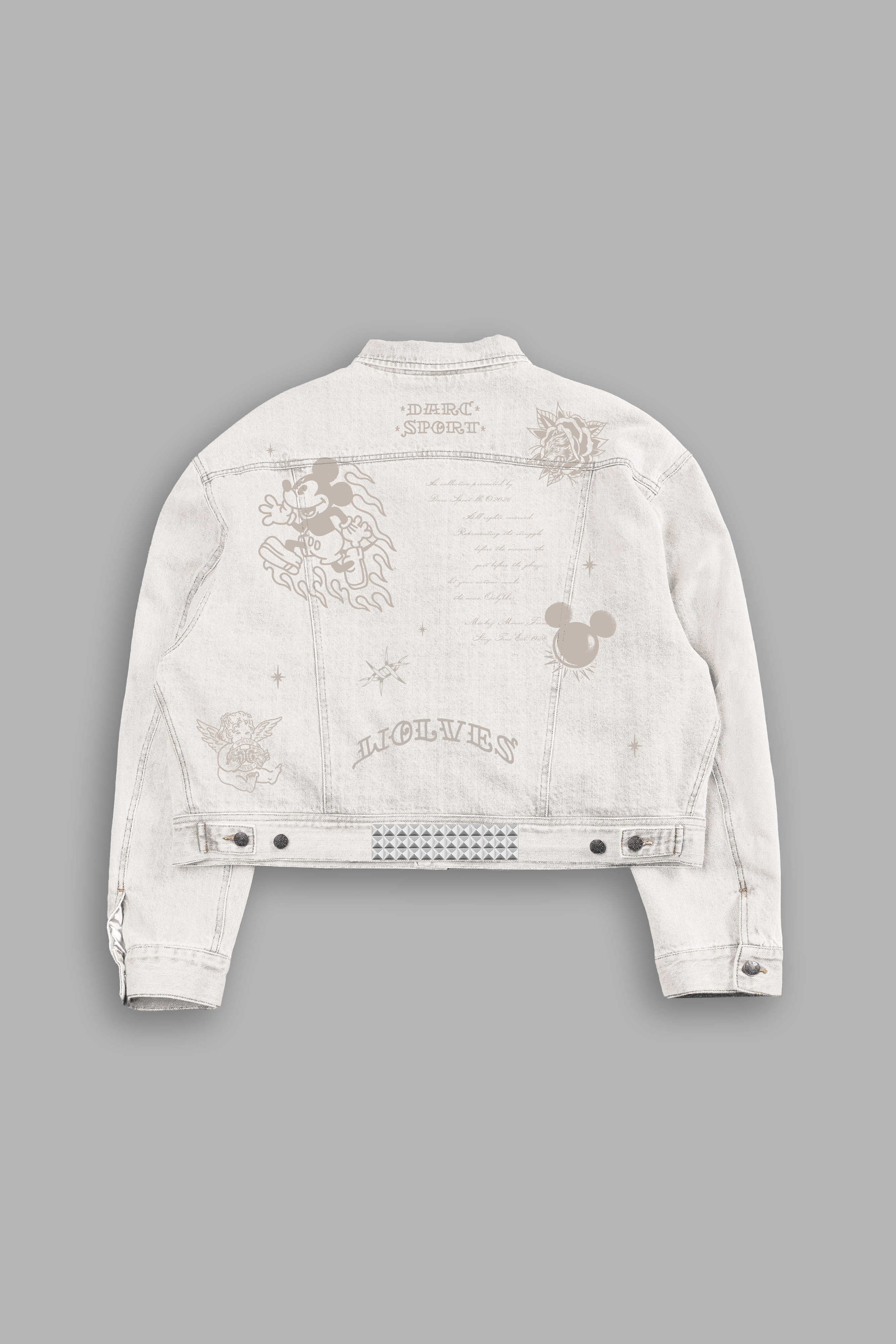 Mickey Flash Cropped American Denim Jacket in Bone
