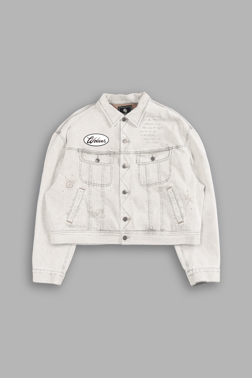 Mickey Flash Cropped American Denim Jacket in Bone