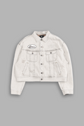 Mickey Flash Cropped American Denim Jacket in Bone