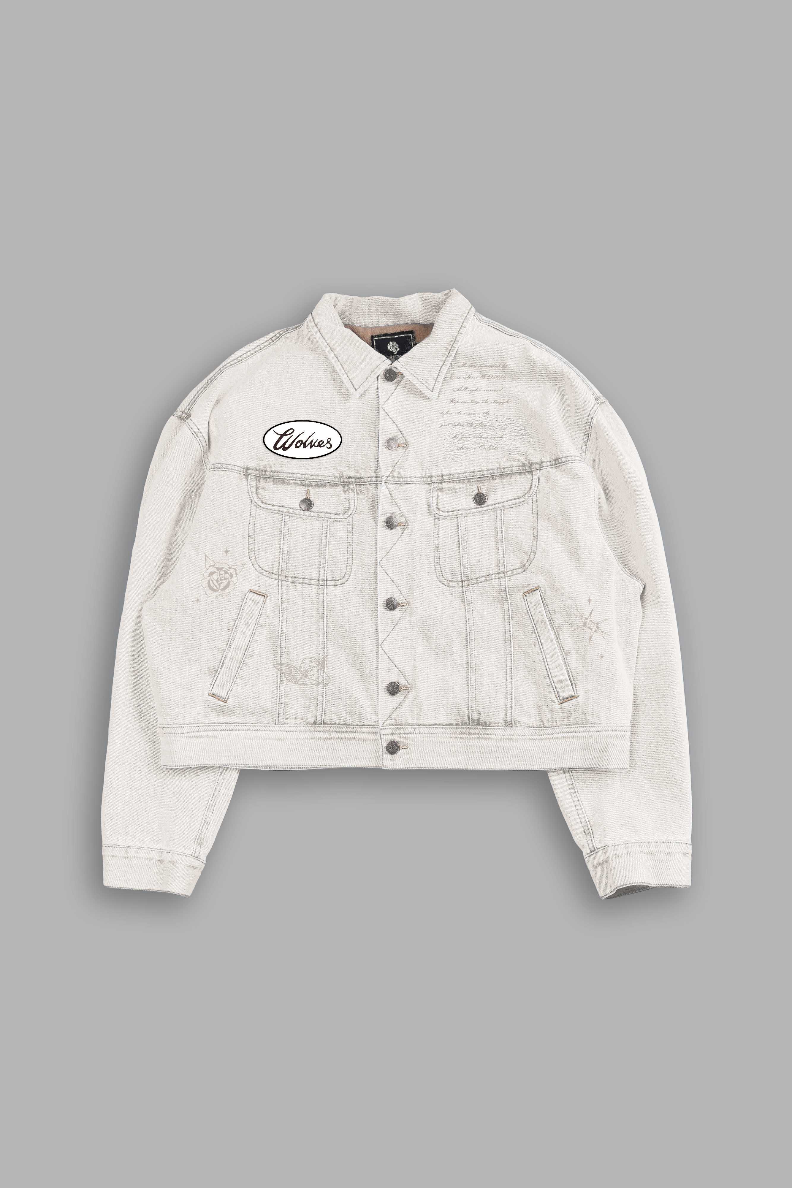 Mickey Flash Cropped American Denim Jacket in Bone