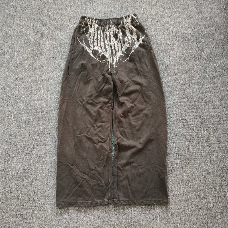 Calça Jogger YoungLA Wide Leg Acid Wash Dark