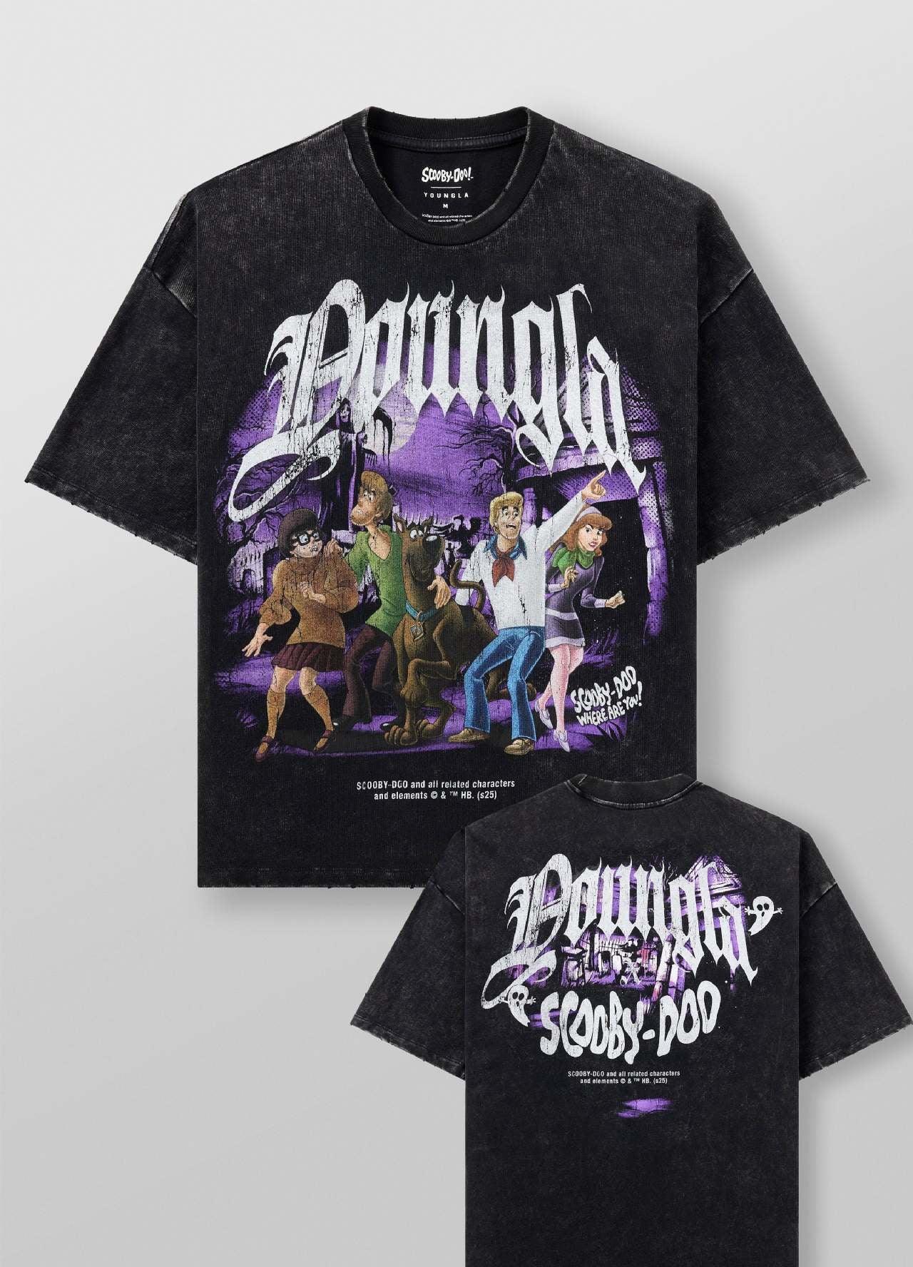Camiseta YoungLA Scooby-Doo Acid Wash Oversized
