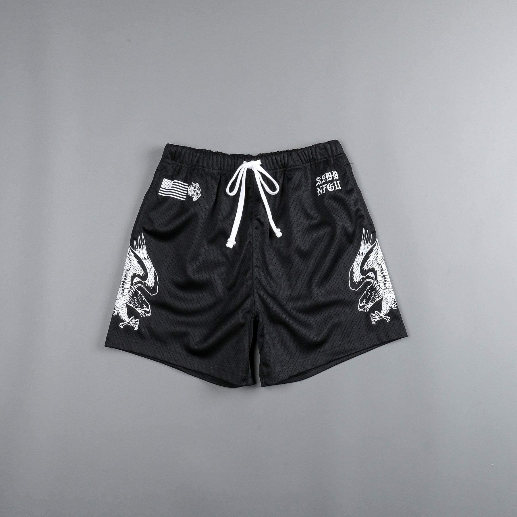 DARCSPORT RAGING WOLF BLACK TRAINING SHORTS