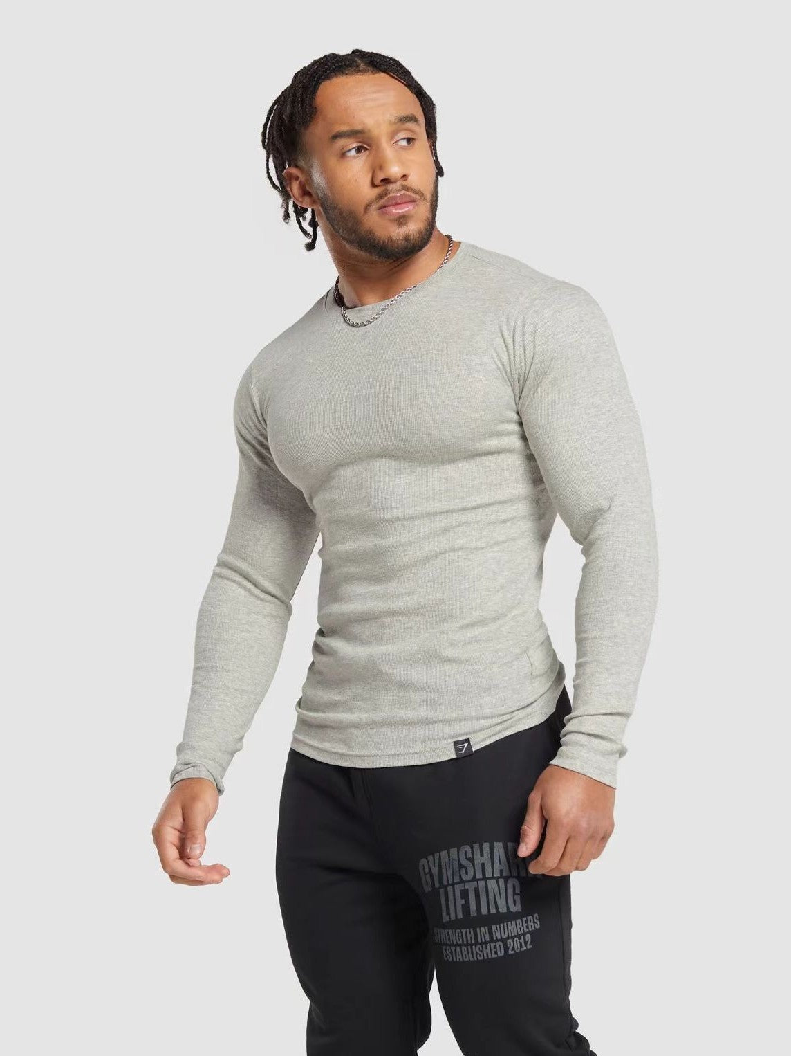 Camiseta Manga Longa Gymshark Canelada Slim