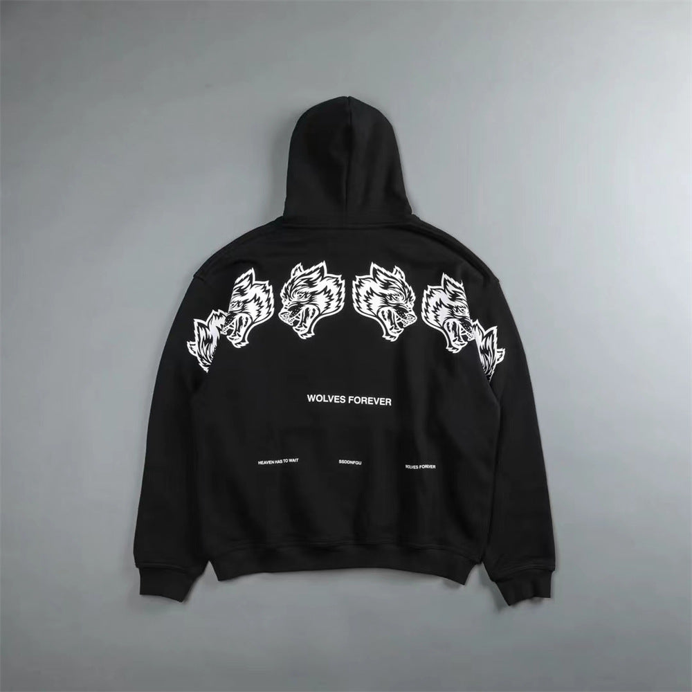 CLASSIC WOLVES BLACK AND WHITE HOODIE