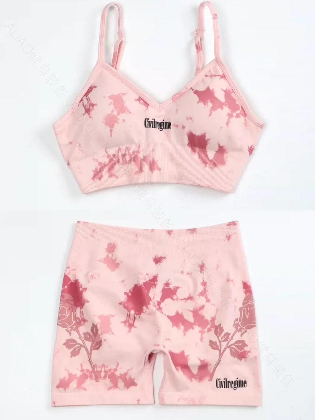Conjunto Fitness Darc Sport Rose Tie-Dye Scrunch