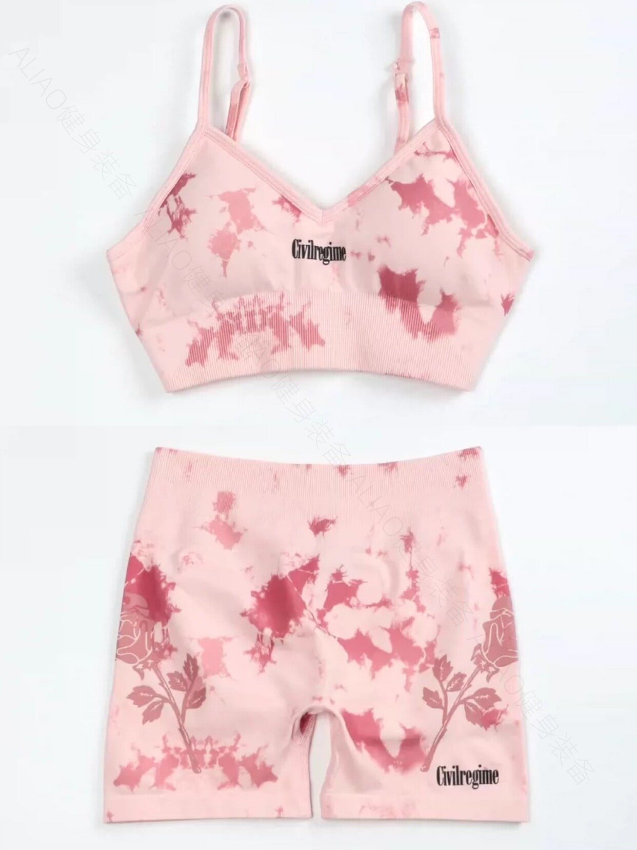 Conjunto Fitness Darc Sport Rose Tie-Dye Scrunch