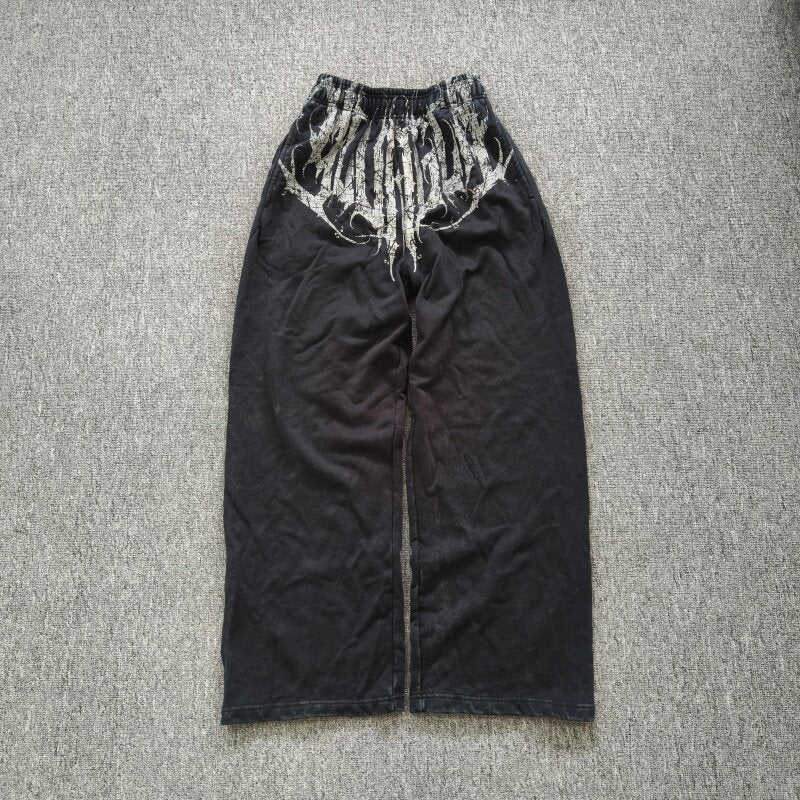 Calça Jogger YoungLA Wide Leg Acid Wash Dark