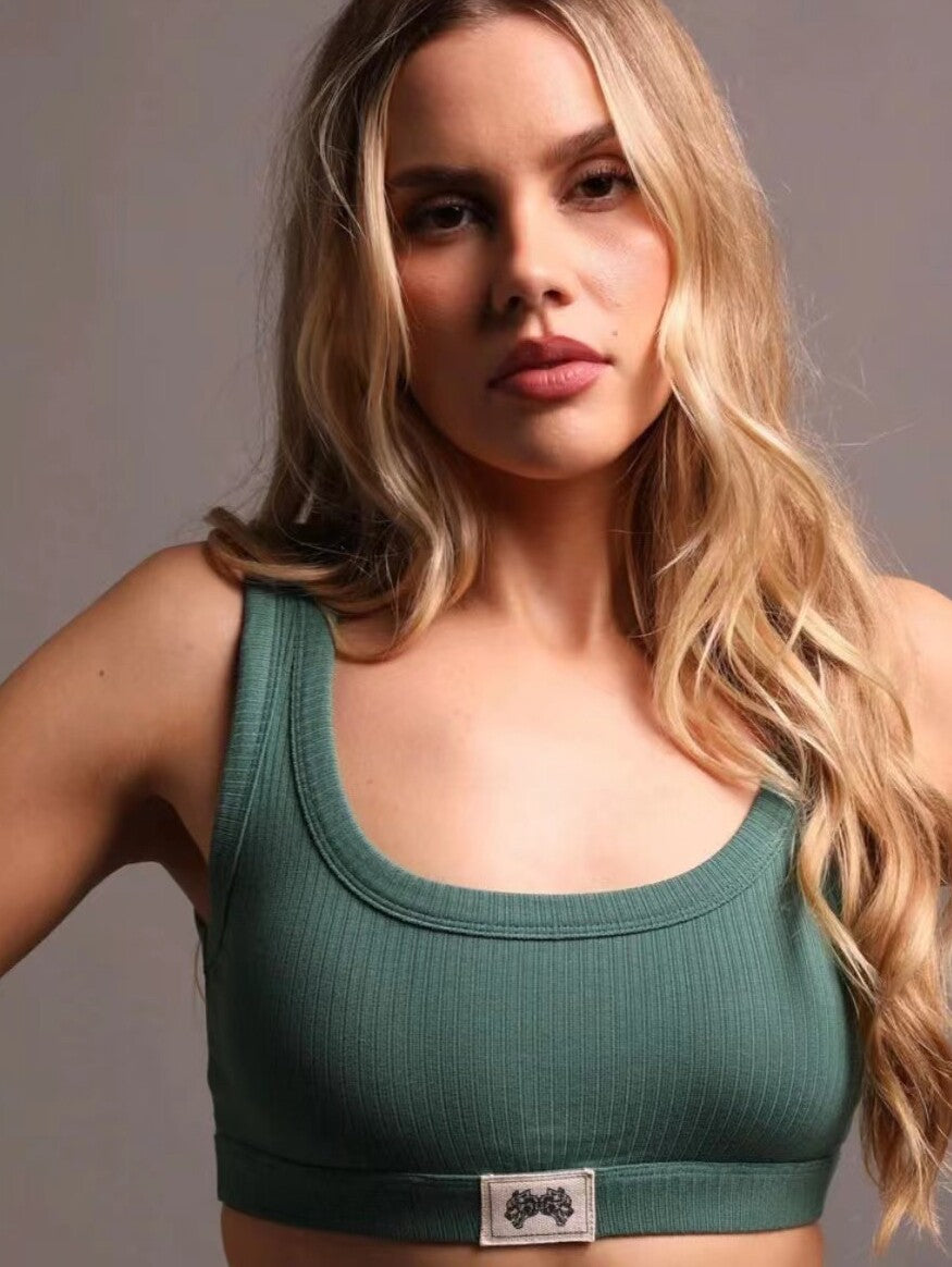 Top Darc Sport She FOREST GREEN RIBBED SEAMLESS SET