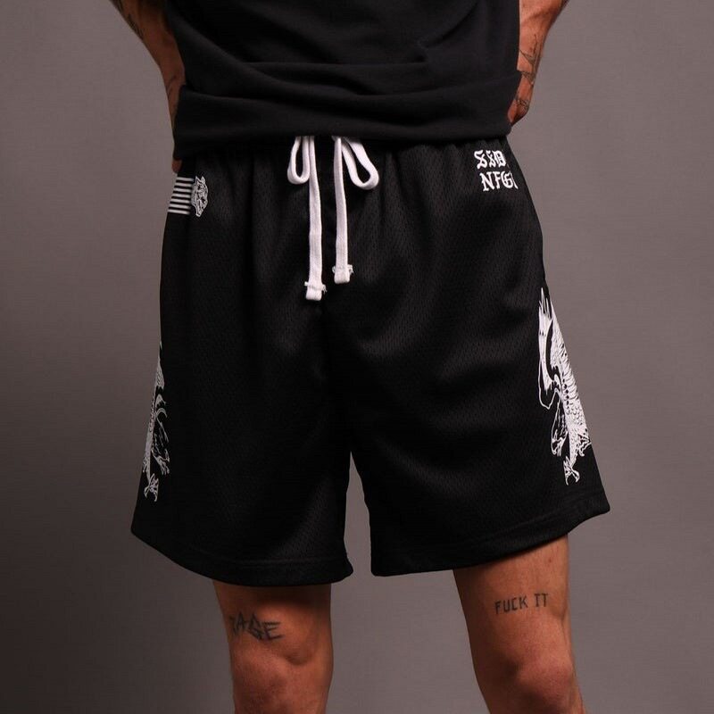 DARCSPORT RAGING WOLF BLACK TRAINING SHORTS