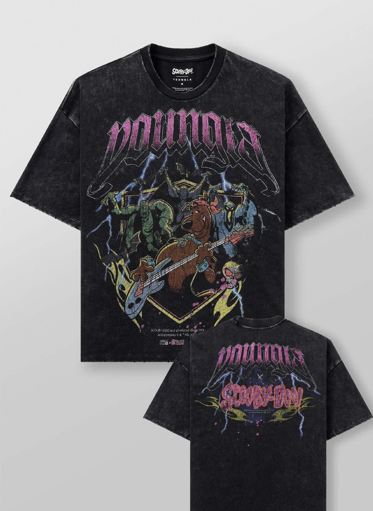 Camiseta YoungLA Scooby-Doo Acid Wash Oversized