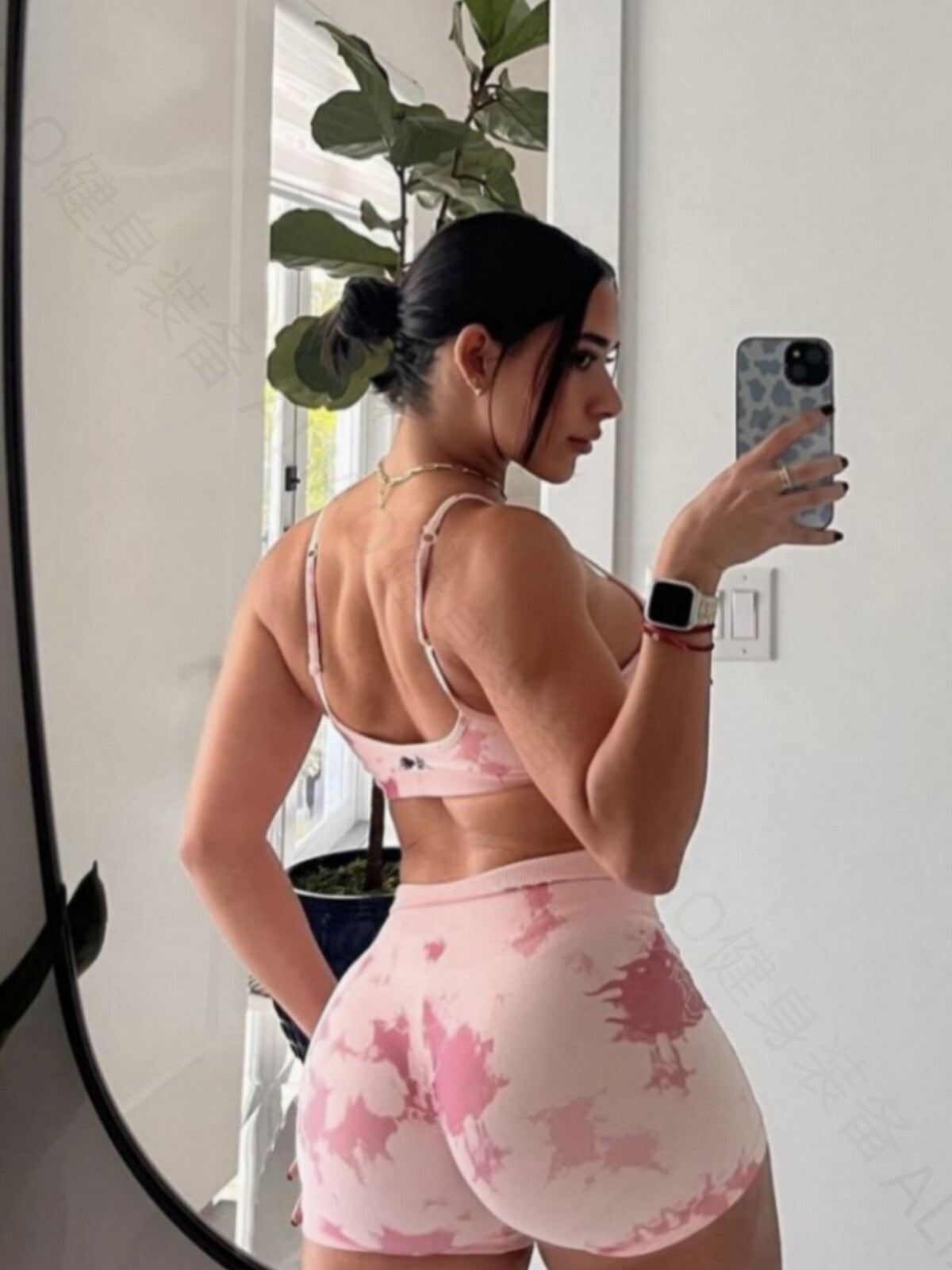 Conjunto Fitness Darc Sport Rose Tie-Dye Scrunch