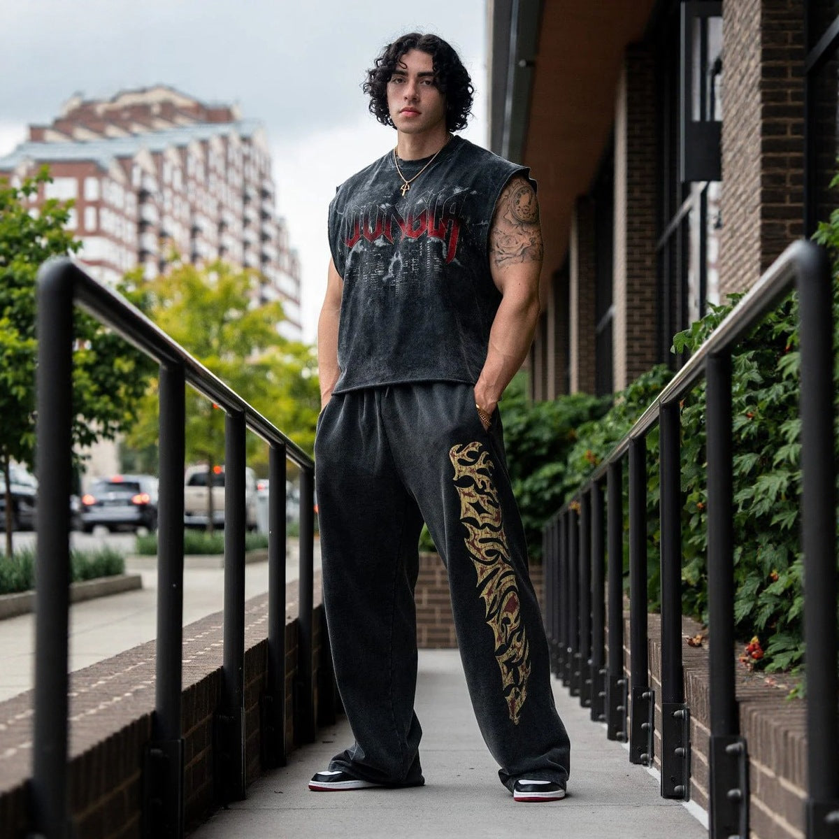 Calça  YoungLA Tiger Tribal Wide Leg