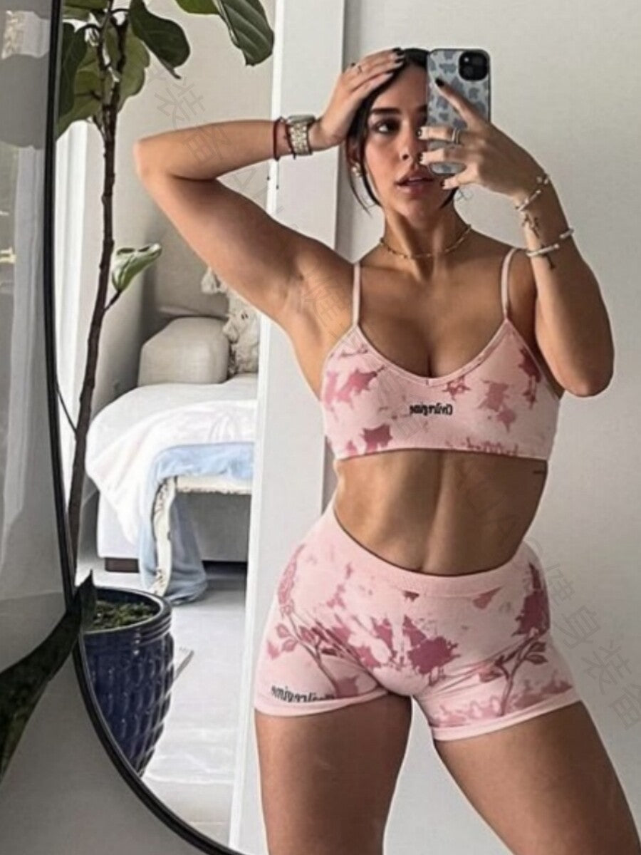 Conjunto Fitness Darc Sport Rose Tie-Dye Scrunch