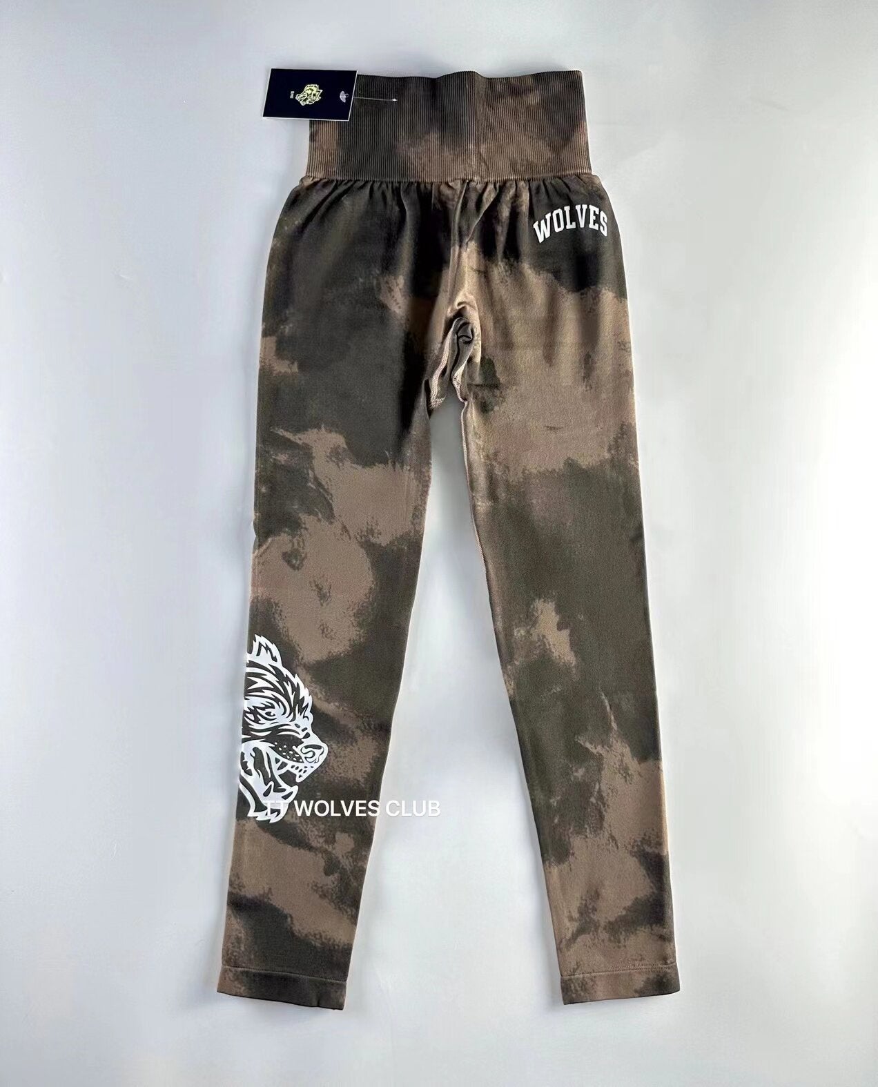 TTWOLFES Edição Limitada a Cores! Wolfhead Conjunto de Calças Desportivas Fitness Brown Tie-Dye Brown Seamless Fitness A31