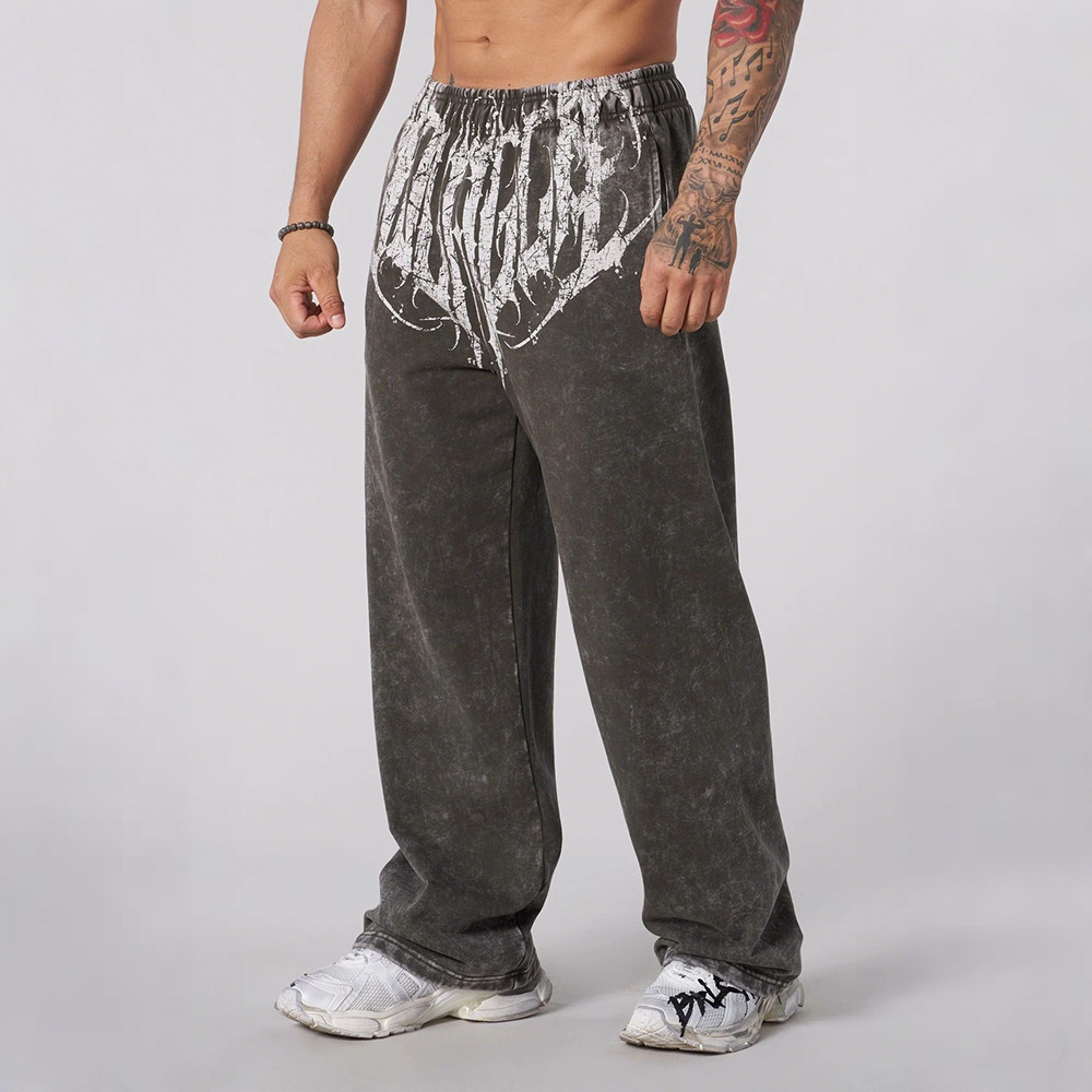 Calça Jogger YoungLA Wide Leg Acid Wash Dark