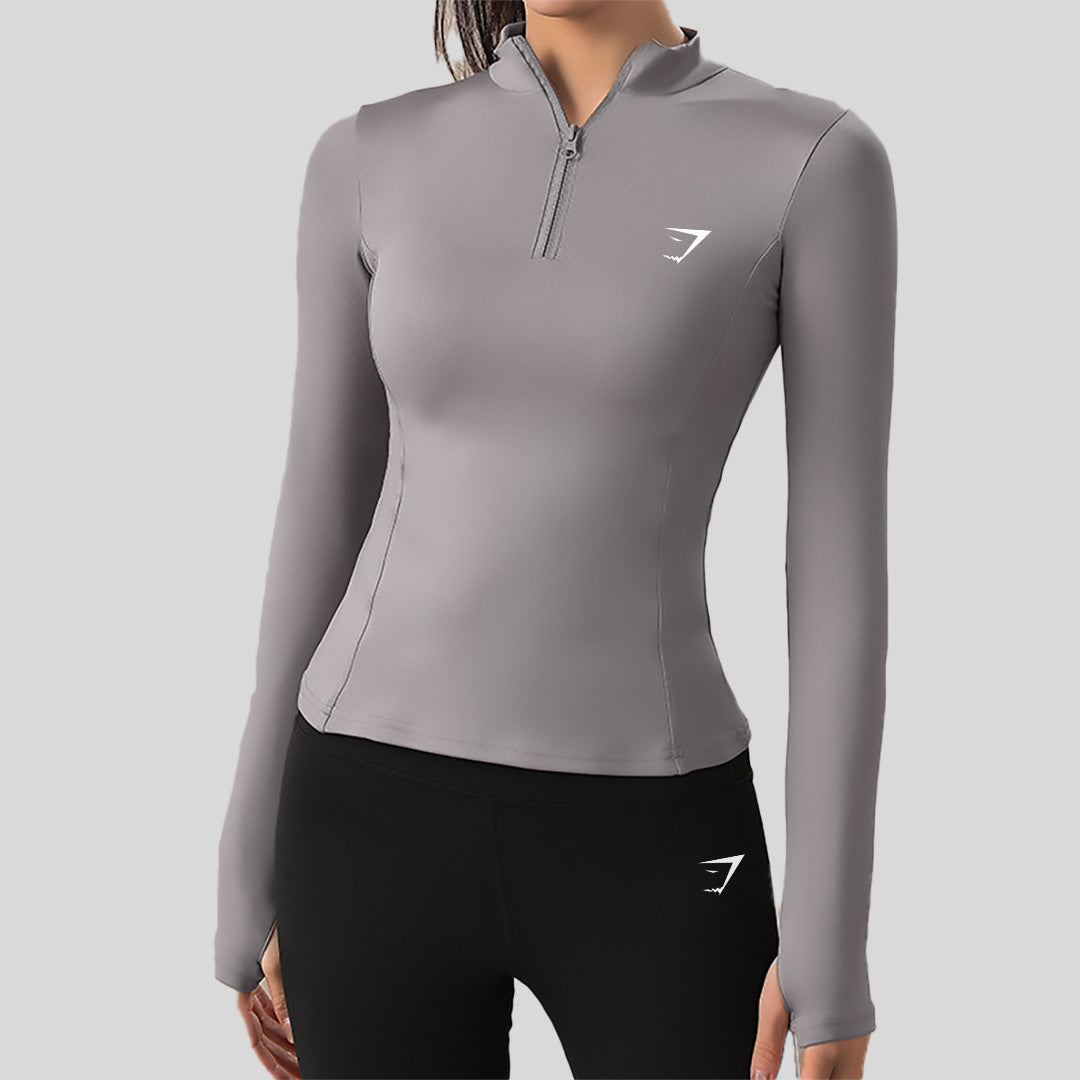 Camiseta Femenina Longa Gymshark Zip Slim Fit