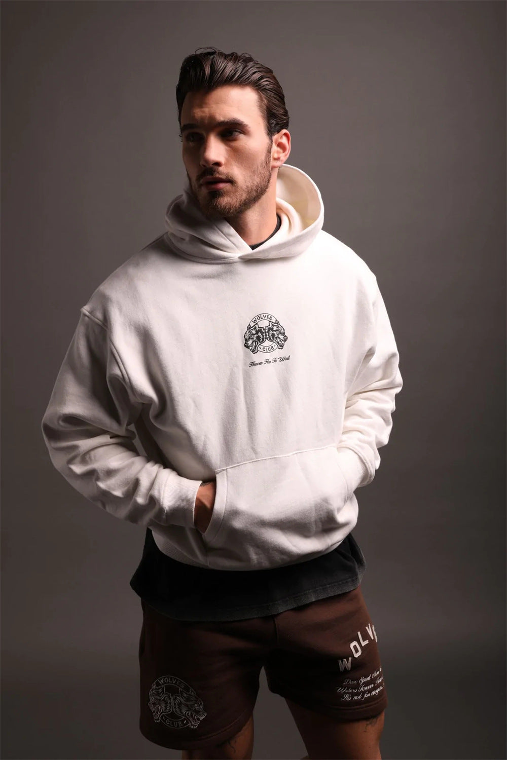 CLASSIC WOLVES BLACK AND WHITE HOODIE