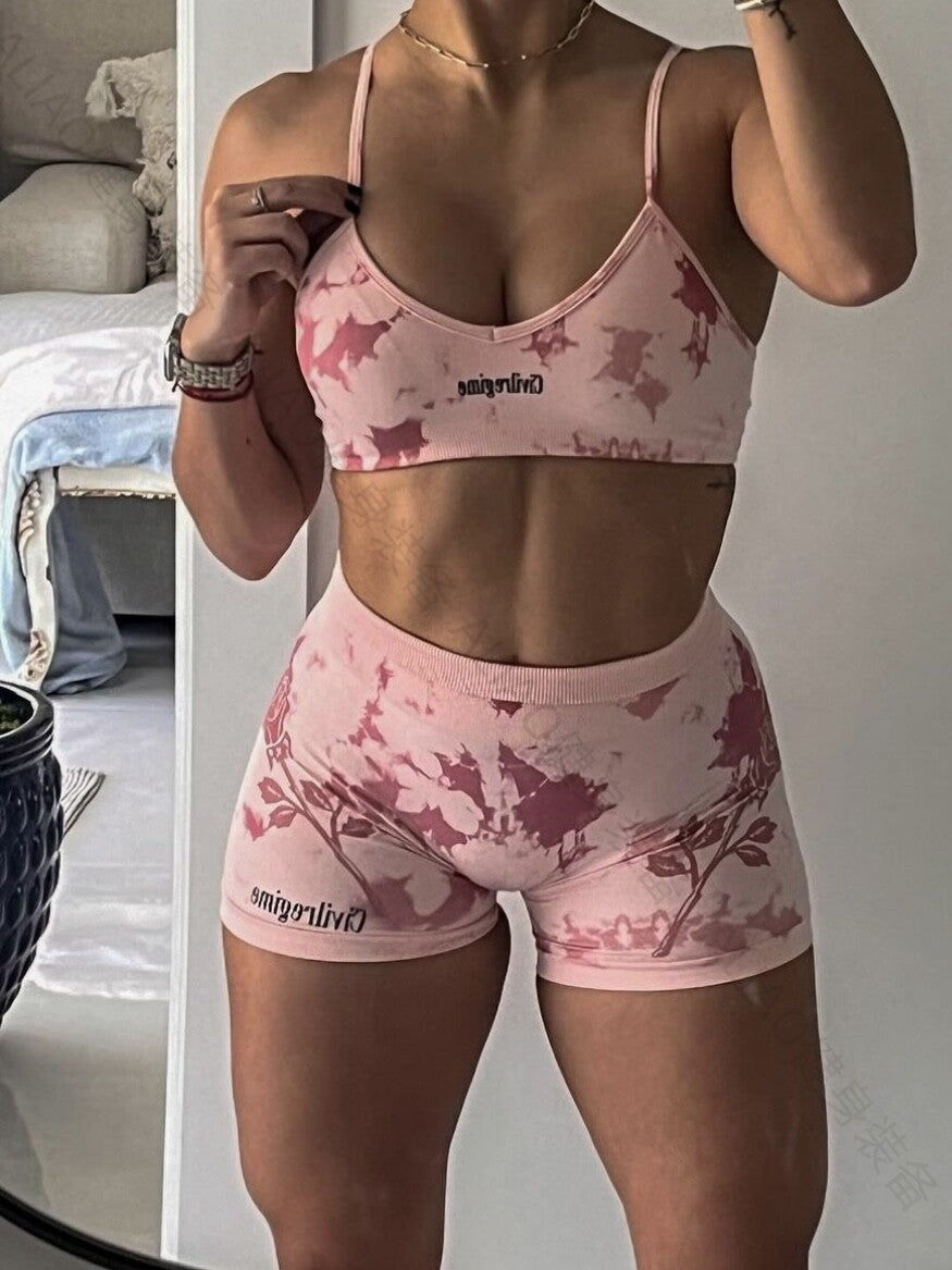 Conjunto Fitness Darc Sport Rose Tie-Dye Scrunch