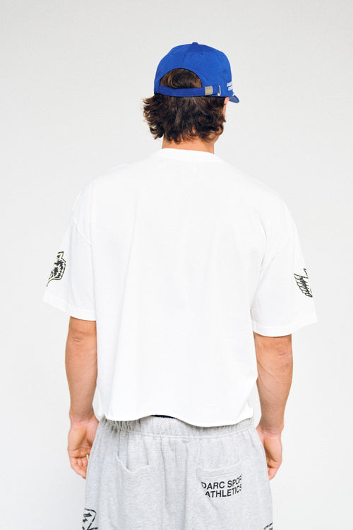 00 DSA Grunge Raw Hem Box Cut Tee In Cream — imagem 2