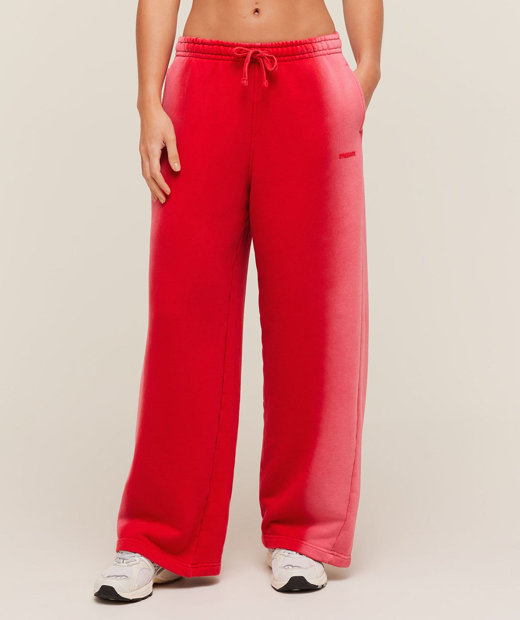 Pump Washed Straight Leg Joggers - Carmine Red/Soft White — imagem 1
