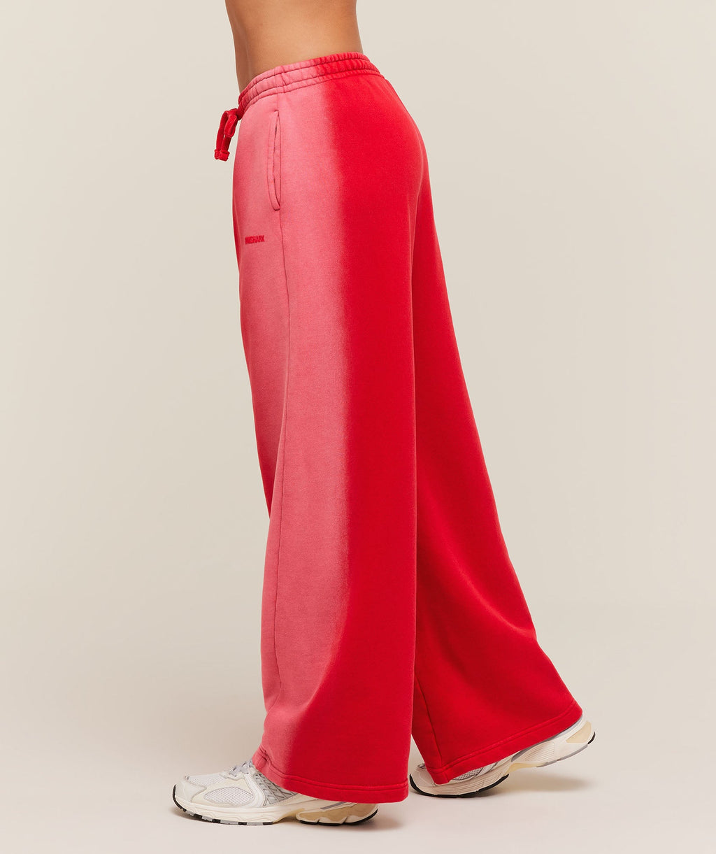 Pump Washed Straight Leg Joggers - Carmine Red/Soft White — imagem 3