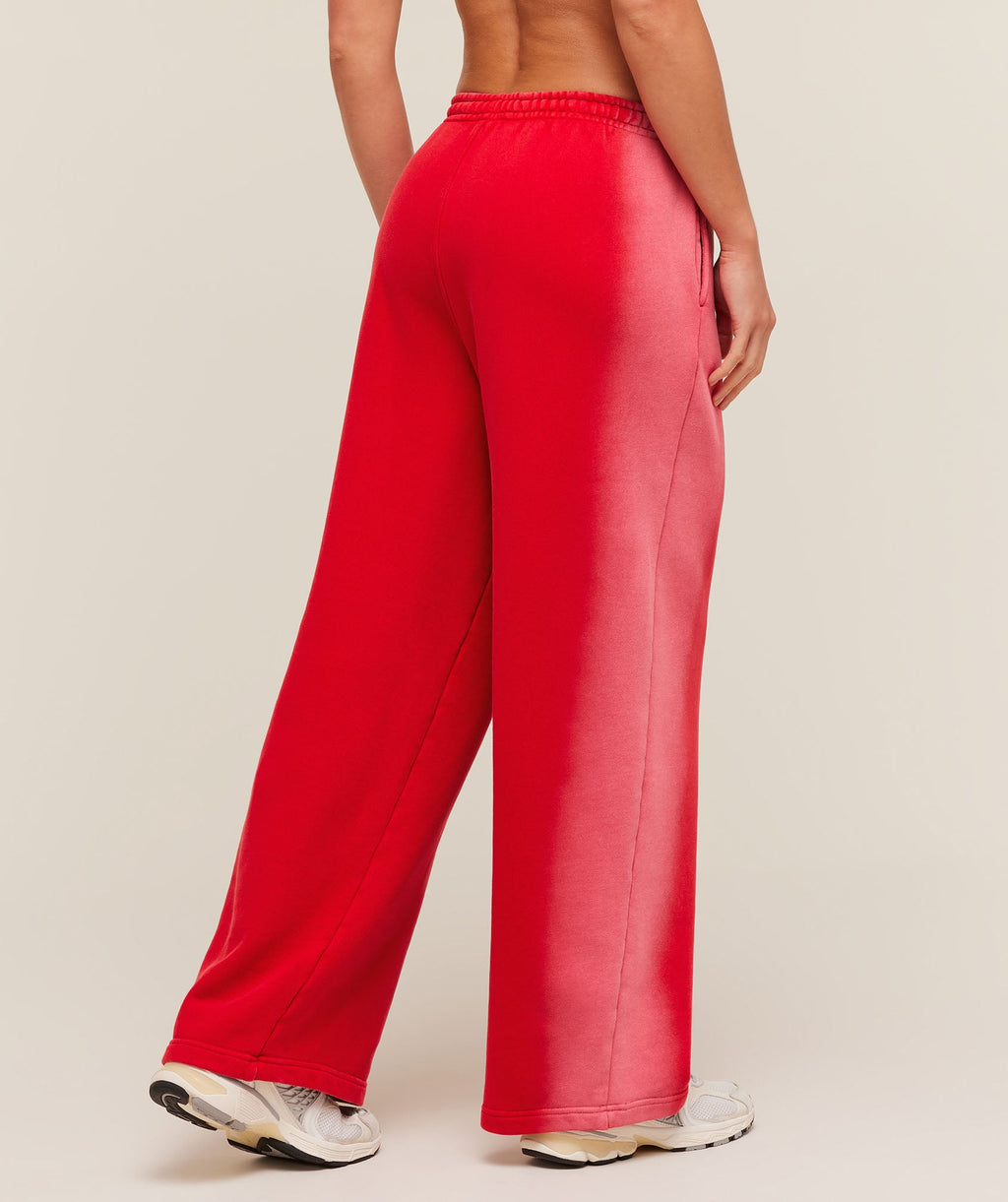 Pump Washed Straight Leg Joggers - Carmine Red/Soft White — imagem 2