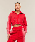 Pump Washed Zip Through Hoodie - Carmine Red/Soft White — imagem 1
