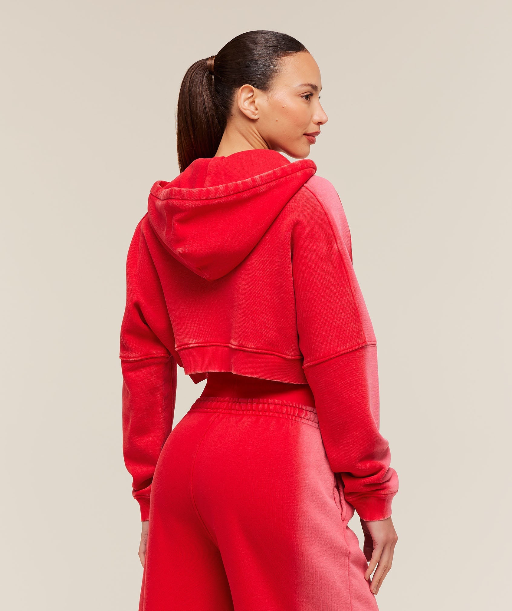 Pump Washed Zip Through Hoodie - Carmine Red/Soft White — imagem 2