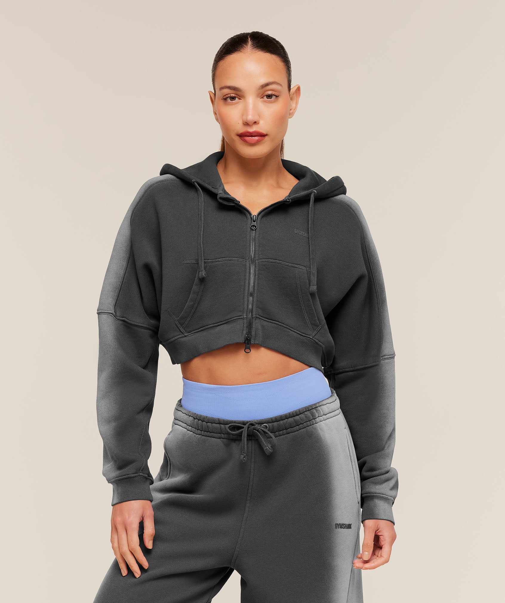Pump Washed Zip Through Hoodie - Onyx Grey/Stratus Grey — imagem 1