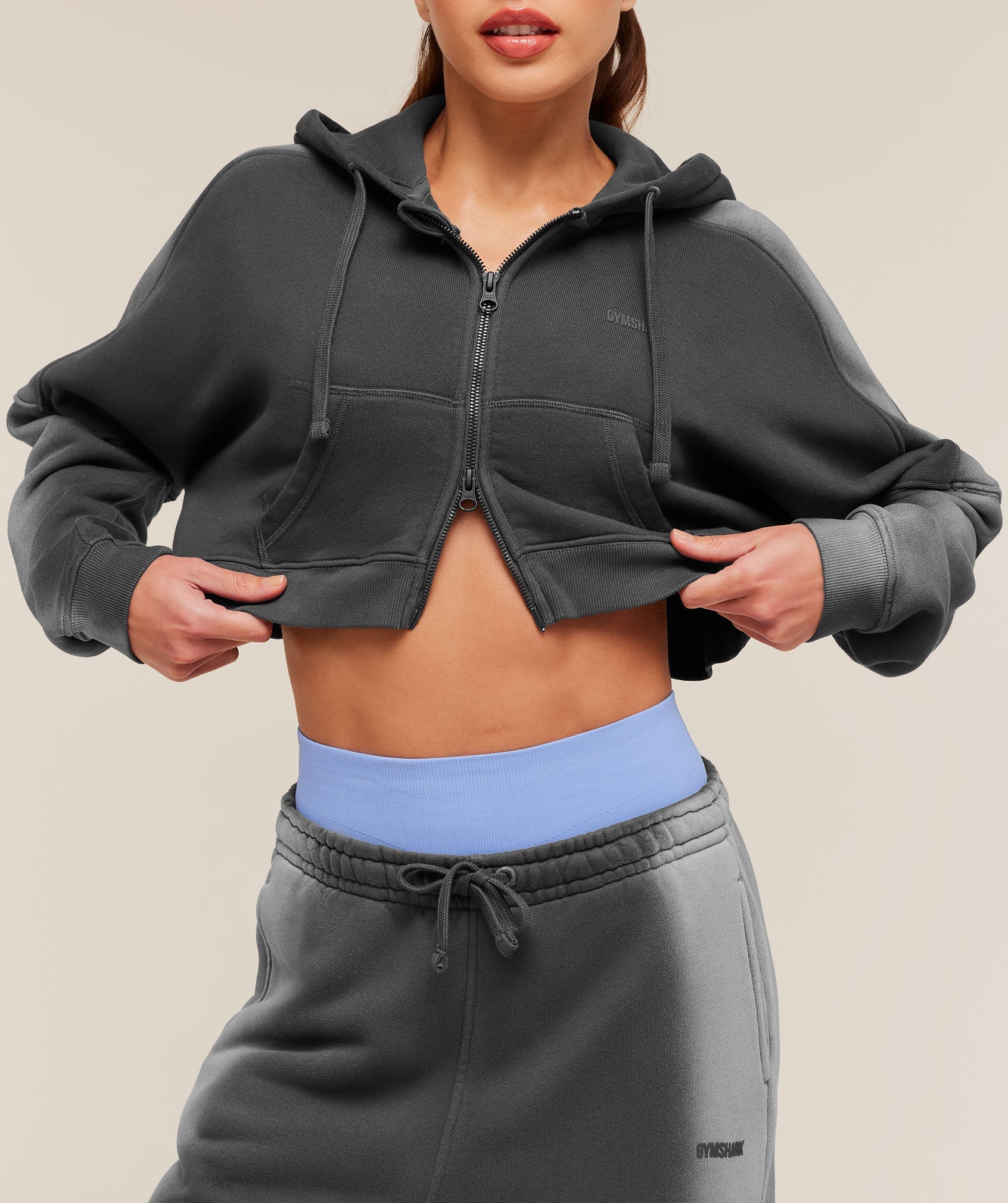 Pump Washed Zip Through Hoodie - Onyx Grey/Stratus Grey — imagem 5