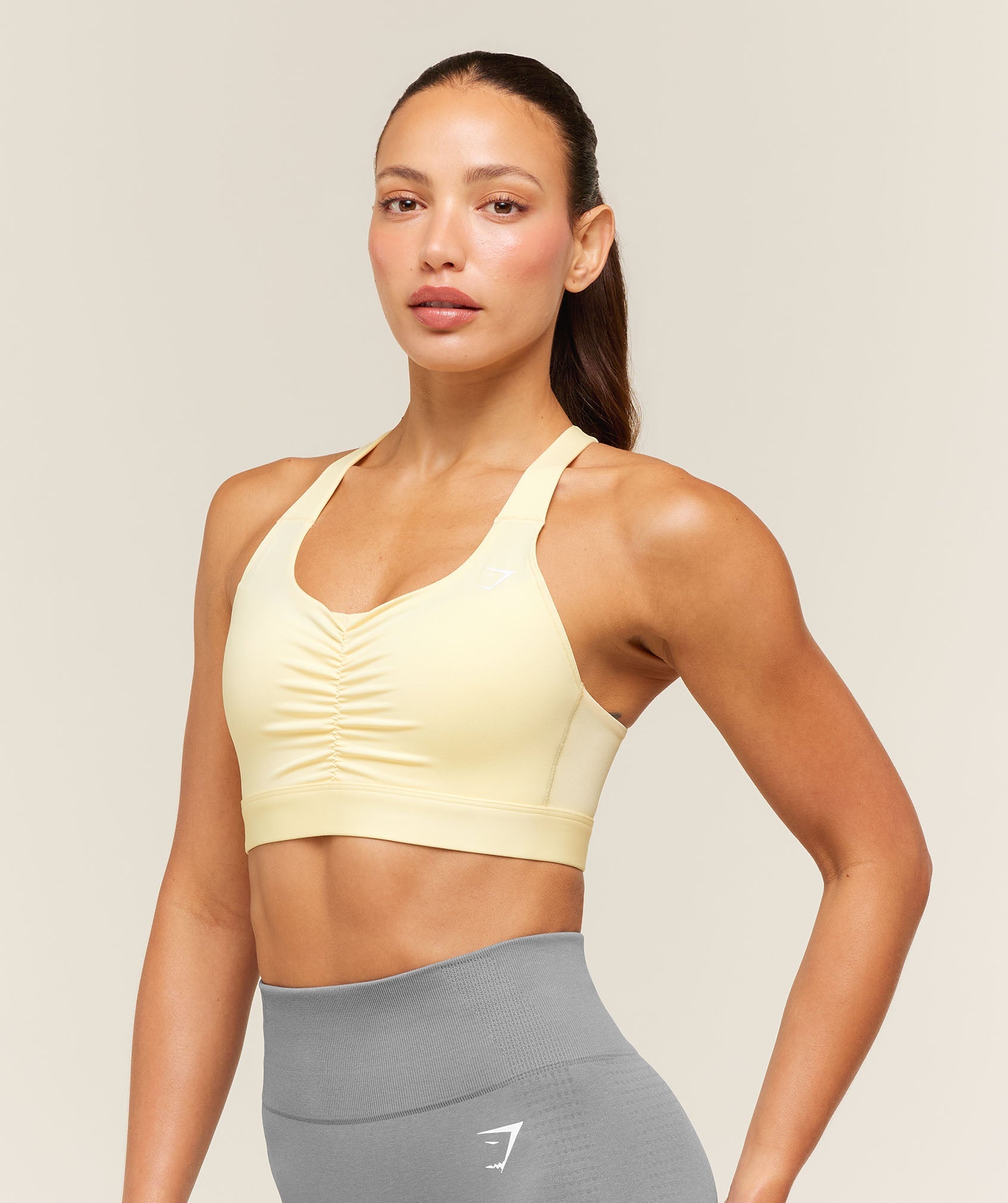 High Support Ruched Sports Bra - Butter Yellow — imagem 4