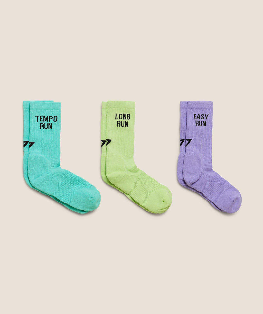 Running Graphic Performance Crew Sock 3pk - Pace Green/Pace Purple/Interval Blue — imagem 2
