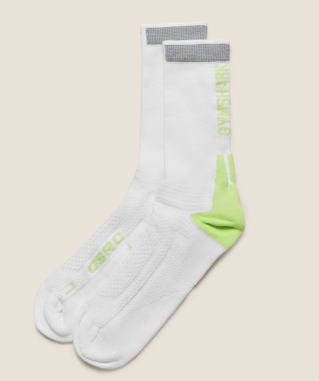 Running Elite Crew Sock Single - White/Pace Green — imagem 2