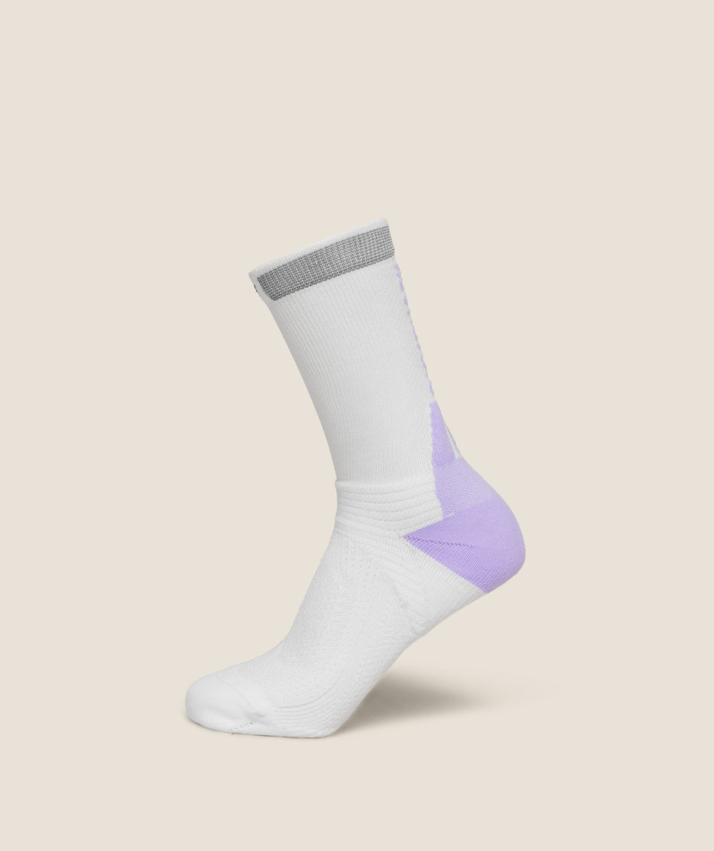 Running Elite Crew Sock Single - White/Pace Purple — imagem 1
