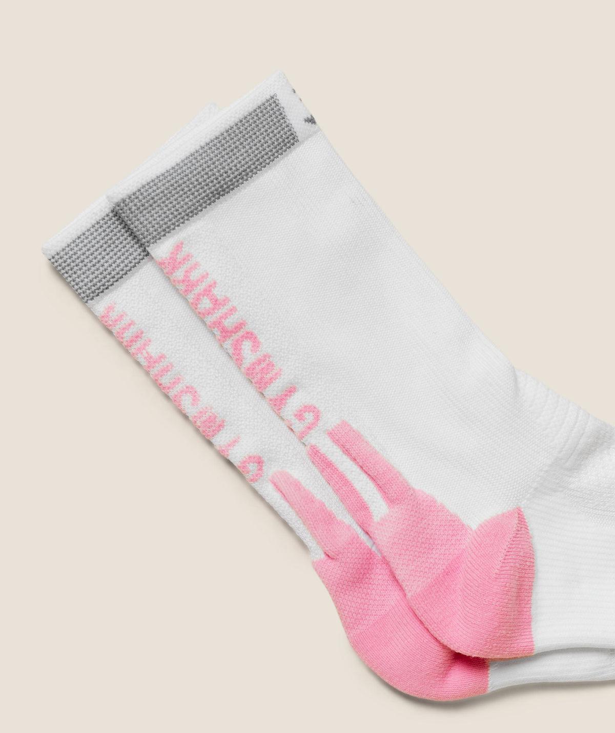 Running Elite Crew Sock Single - White/Poise Pink — imagem 2