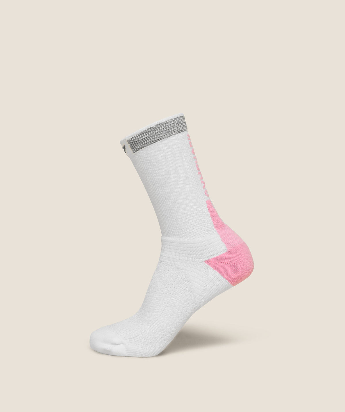 Running Elite Crew Sock Single - White/Poise Pink — imagem 1