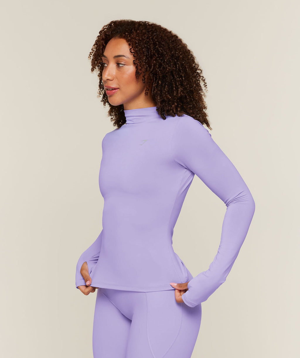 Running High Neck Long Sleeve Top - Pace Purple — imagem 3